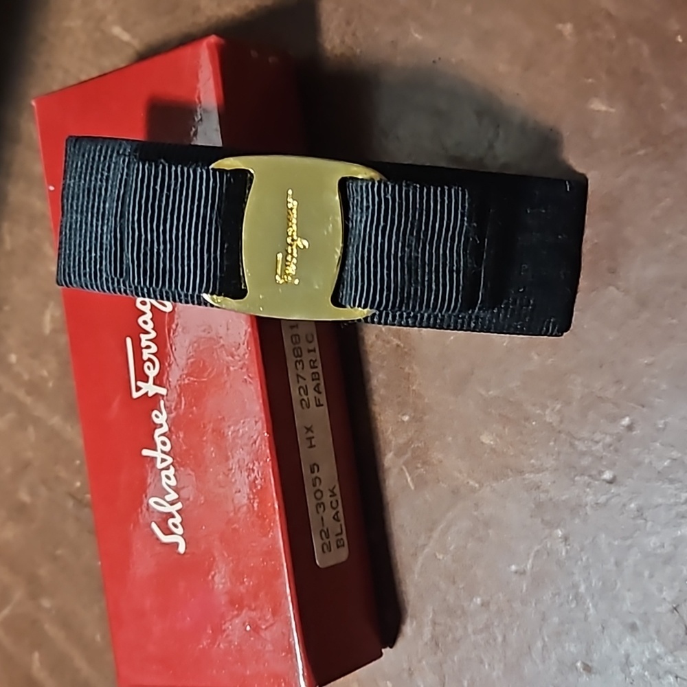 Salvatore Ferragamo Black and Gold Barrette